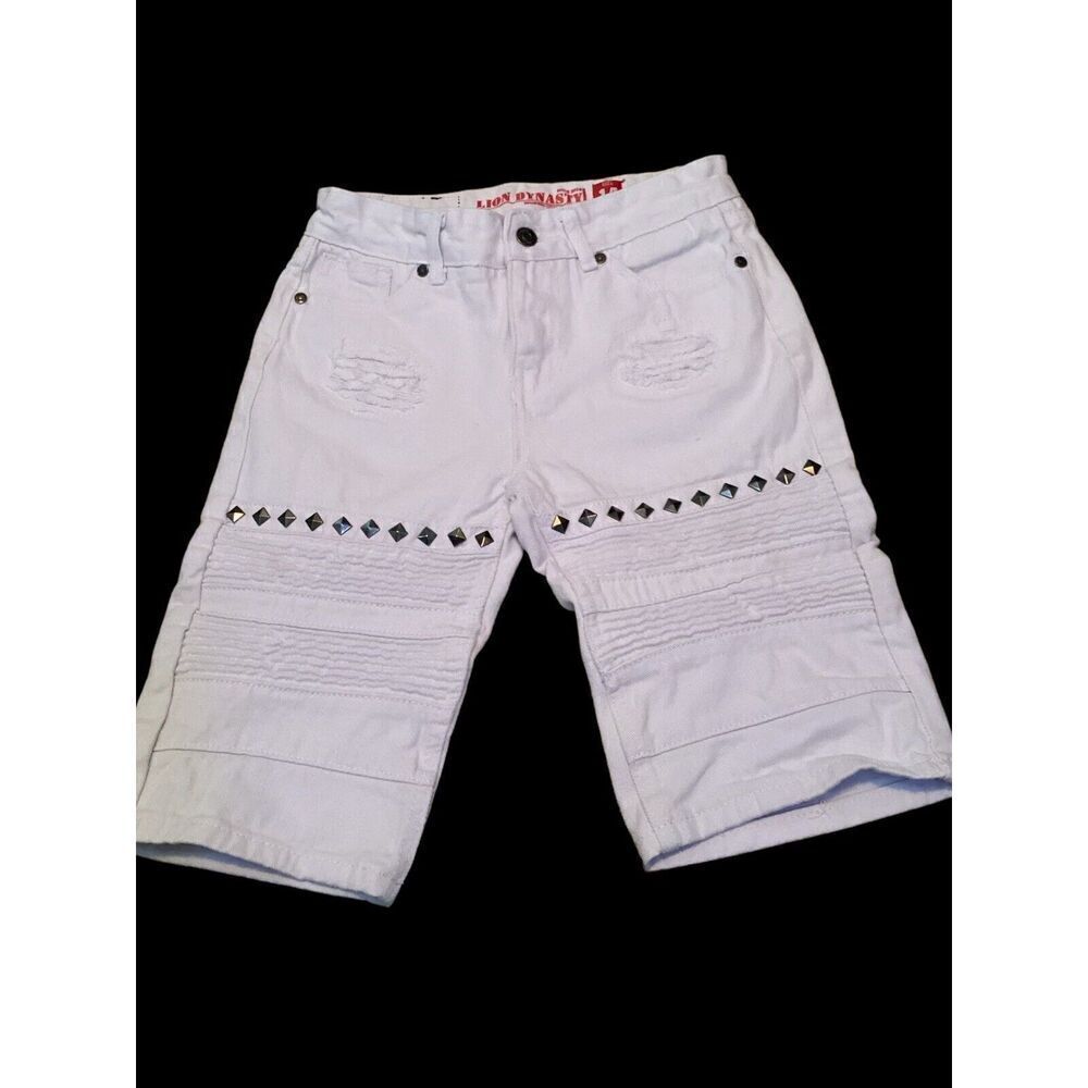 Lion Dynasty White Denim Jean Shorts Studded Size 14